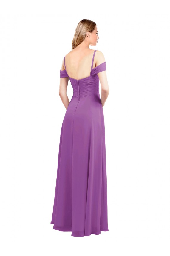 A-Line Sweetheart Soft Chiffon Long Dahlia Bridesmaid Dress Barrie