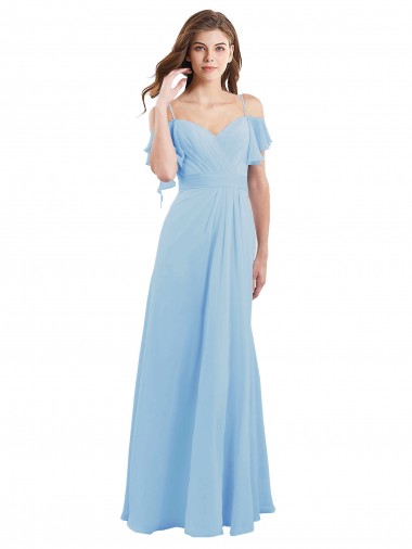A-Line Sweetheart Soft Chiffon Long Light Sky Blue Bridesmaid Dress Barrie