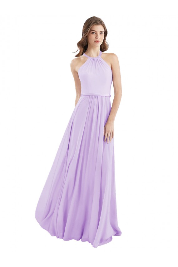 A-Line Halter Neck Chiffon Long Lilac Bridesmaid Dress / Evening Dress Barrie