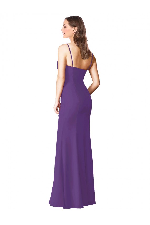 A-Line Strapless Soft Chiffon Long Plum Purple Bridesmaid Dress Barrie