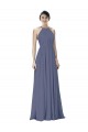 A-Line Halter Neck Soft Chiffon Long Silver Stone Formal Dress / Bridesmaid Dress Barrie