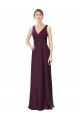 A-Line V-Neck Soft Chiffon & Lace Long Grape Bridesmaid Dress Barrie