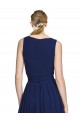 A-Line V-Neck Chiffon Long Dark Navy Wedding Party Dress Barrie