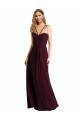 A-Line Spaghetti Straps Chiffon Long Burgundy Gold Wedding Party Dress Barrie