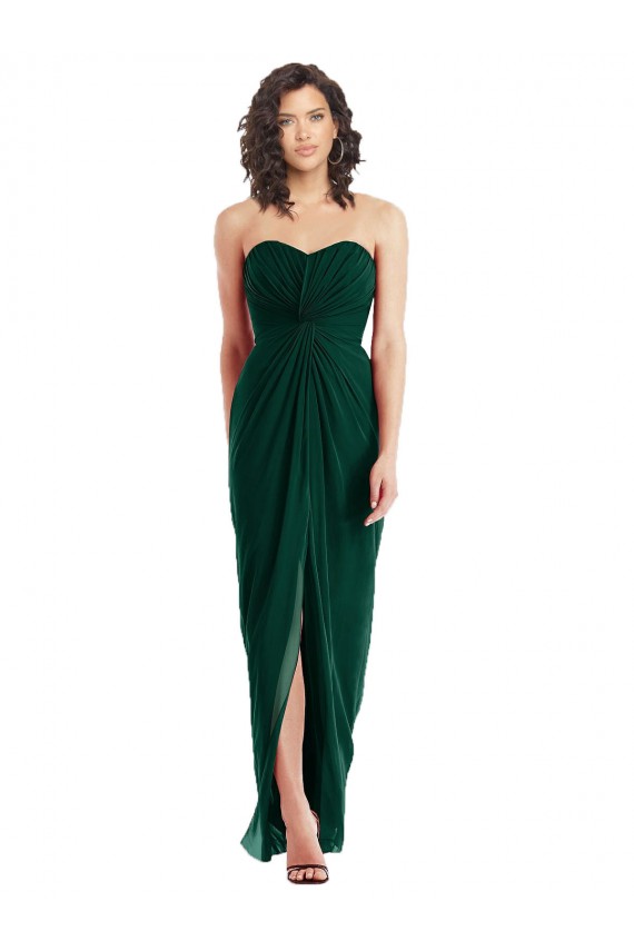 A-Line Strapless Soft Chiffon Long Ever Green Bridesmaid Dress Barrie