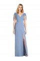 Mermaid V-Neck Soft Chiffon Long Dusty Blue Bridesmaid Dress Barrie