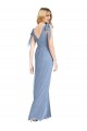 Mermaid V-Neck Soft Chiffon Long Dusty Blue Bridesmaid Dress Barrie