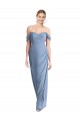 Mermaid Off the Shoulder Soft Chiffon Long Dusty Blue Semi Formal Evening Dress / Bridesmaid Dress Barrie