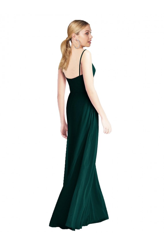 A-Line V-Neck Soft Chiffon Long Ever Green Bridesmaid Dress Barrie