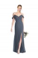 Trumpet Off the Shoulder Soft Chiffon Long Silver Stone Bridesmaid Dress Barrie