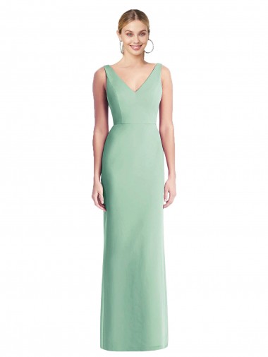 Trumpet V-Neck Soft Chiffon Long Mint Green Bridesmaid Dress Barrie