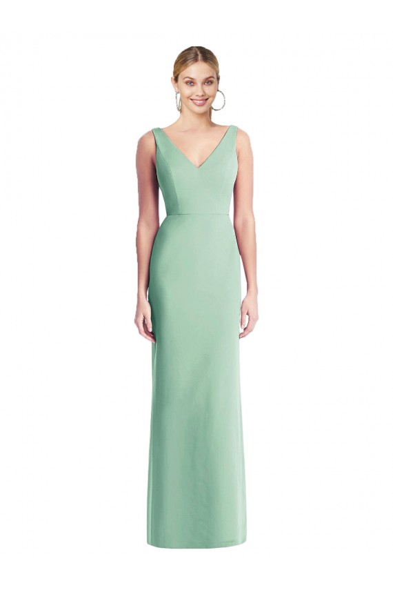 Trumpet V-Neck Soft Chiffon Long Mint Green Bridesmaid Dress Barrie