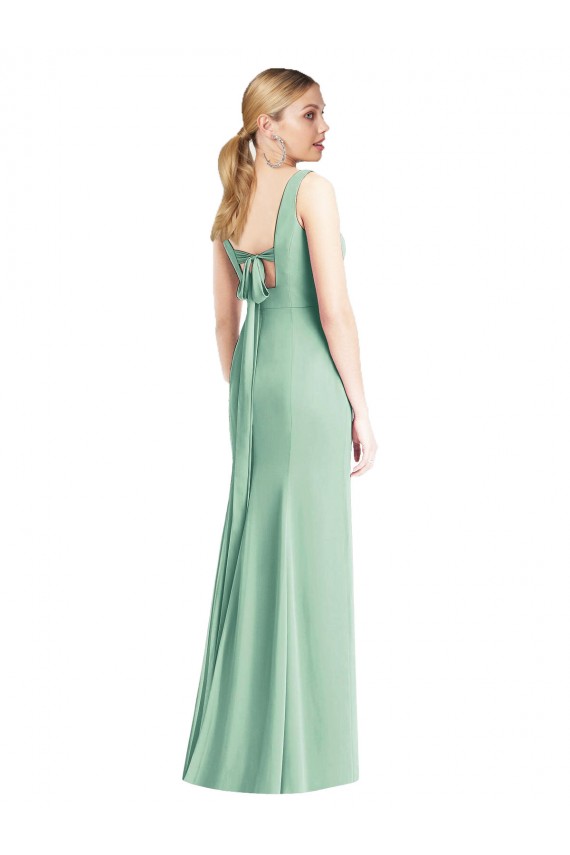 Trumpet V-Neck Soft Chiffon Long Mint Green Bridesmaid Dress Barrie