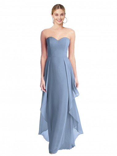 A-Line Strapless Chiffon Long Dusty Blue Formal Dress / Bridesmaid Dress Barrie