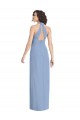 Trumpet V-Neck Soft Chiffon Long Dusty Blue Formal Evening Gown / Bridesmaid Dress Barrie