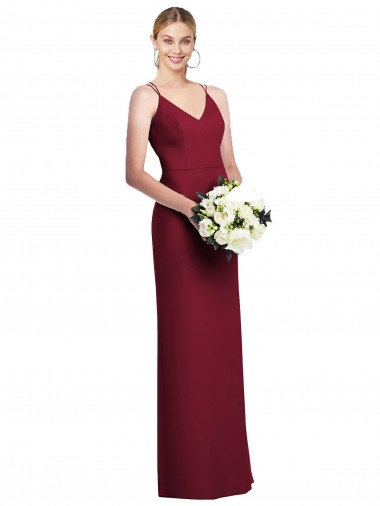 A-Line V-Neck Soft Chiffon Long Burgundy Formal Dress / Bridesmaid Dress Barrie
