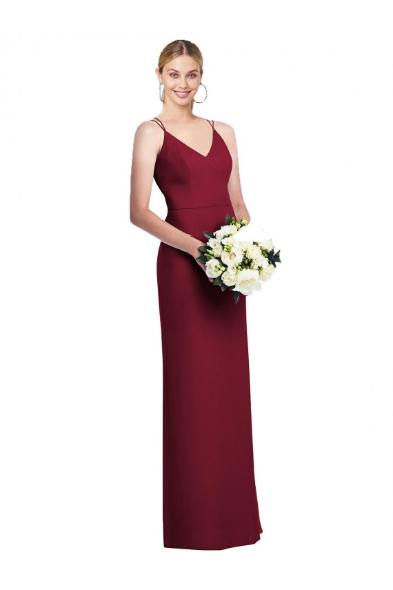A-Line V-Neck Soft Chiffon Long Burgundy Formal Dress / Bridesmaid Dress Barrie