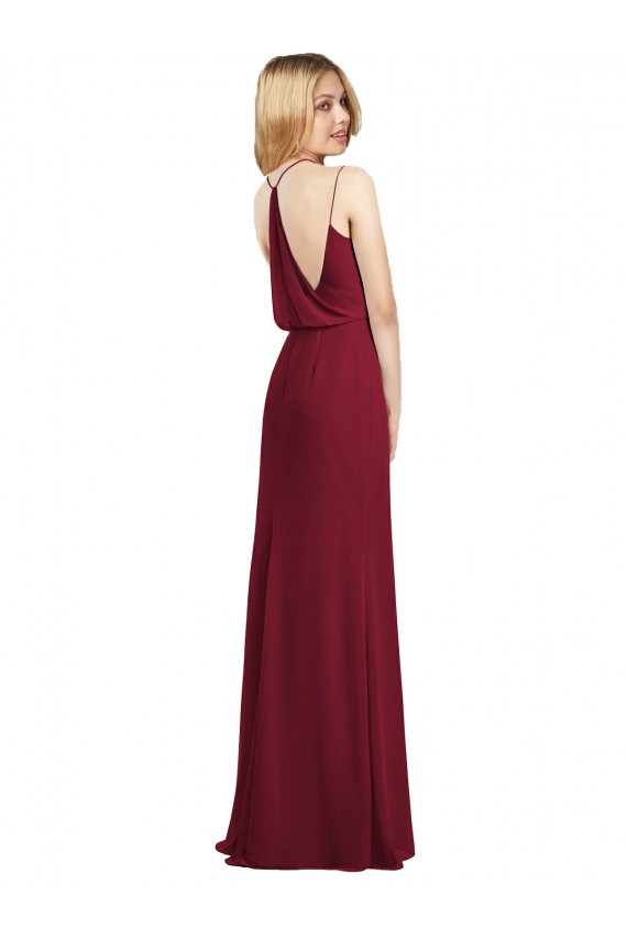 A-Line V-Neck Soft Chiffon Long Burgundy Formal Dress / Bridesmaid Dress Barrie