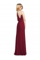 A-Line V-Neck Soft Chiffon Long Burgundy Formal Dress / Bridesmaid Dress Barrie