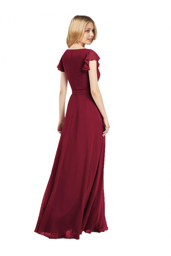 A-Line V-Neck Lxue Chiffon Long Royal Blue Bridesmaid Dress Barrie