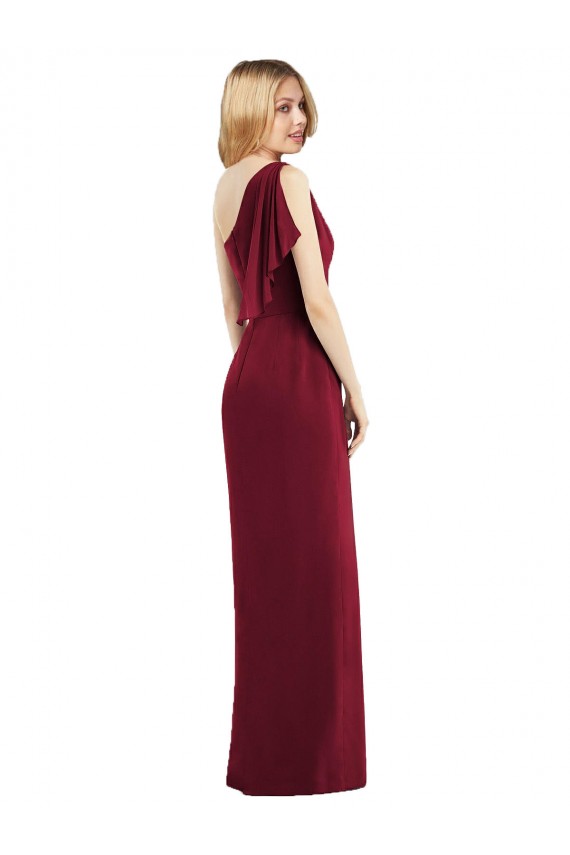 Trumpet One Shoulder Soft Chiffon Long Olive Green Bridesmaid Dress Barrie
