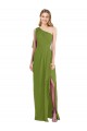 Trumpet One Shoulder Soft Chiffon Long Olive Green Bridesmaid Dress Barrie