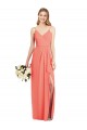 Trumpet V-Neck Soft Chiffon Long Coral Formal Dress / Bridesmaid Dress Barrie