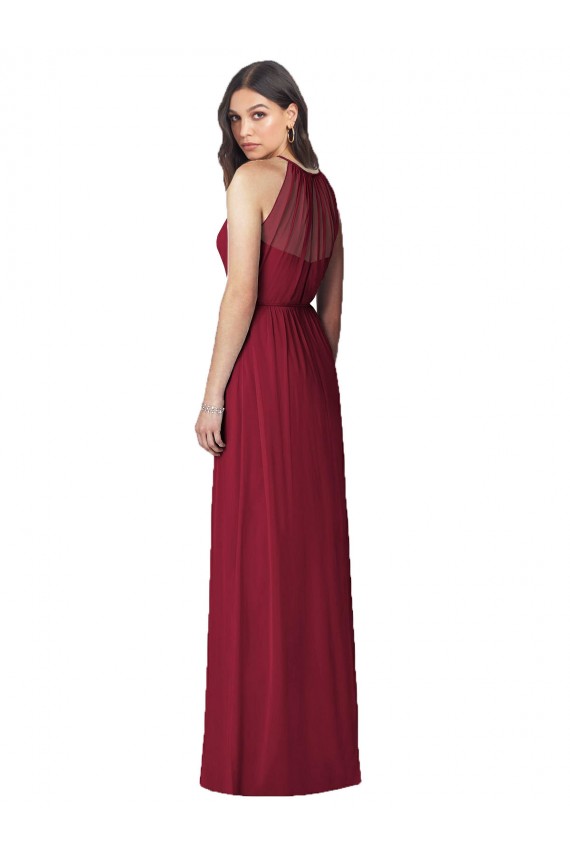 Trumpet Halter Neck Soft Chiffon Long Burgundy Bridesmaid Dress Barrie