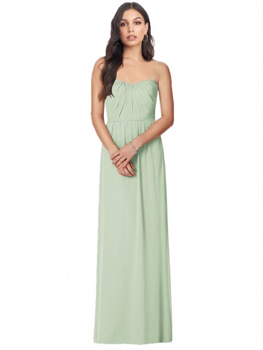 Trumpet Strapless Soft Chiffon Long Sage Bridesmaid Dress Barrie