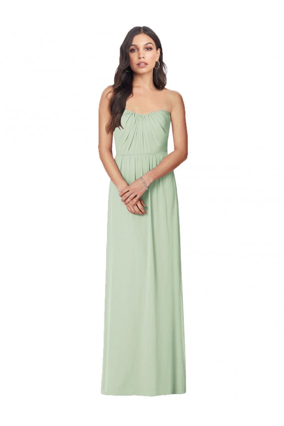 Trumpet Strapless Soft Chiffon Long Sage Bridesmaid Dress Barrie