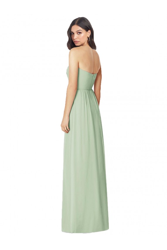 Trumpet Strapless Soft Chiffon Long Sage Bridesmaid Dress Barrie