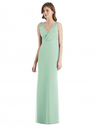 Trumpet V-Neck Chiffon Long Mint Green Bridesmaid Dress / Evening Dress Barrie