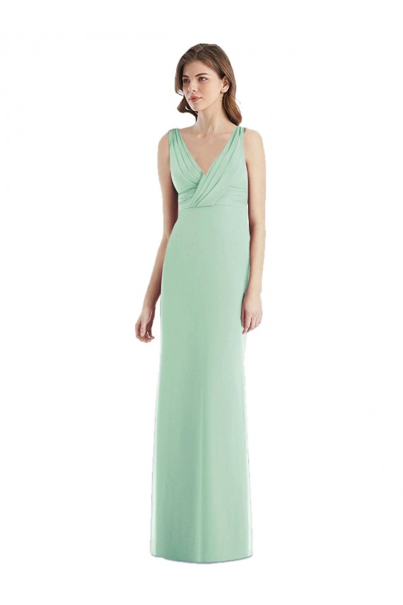 Trumpet V-Neck Chiffon Long Mint Green Bridesmaid Dress / Evening Dress Barrie
