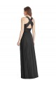 A-Line V-Neck Soft Chiffon Long Black Bridesmaid Dress Barrie