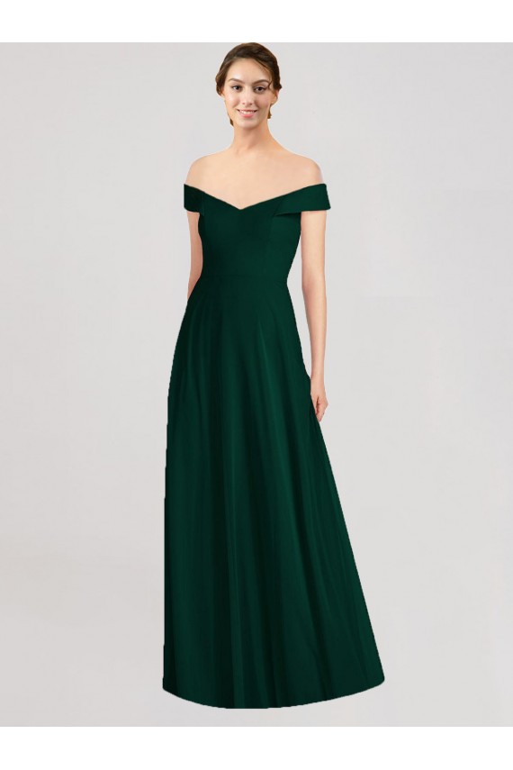 A-Line V-Neck Soft Chiffon Long Ever Green Formal Dress / Bridesmaid Dress Barrie