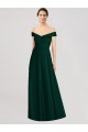 A-Line V-Neck Soft Chiffon Long Ever Green Formal Dress / Bridesmaid Dress Barrie