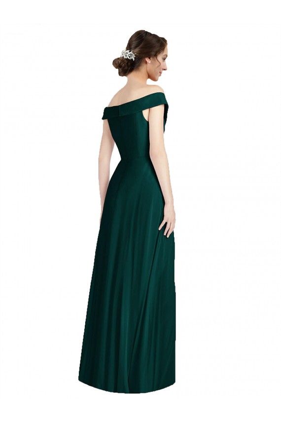 A-Line V-Neck Soft Chiffon Long Ever Green Formal Dress / Bridesmaid Dress Barrie