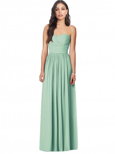 Trumpet Strapless Soft Chiffon Long Mint Green Bridesmaid Dress Barrie