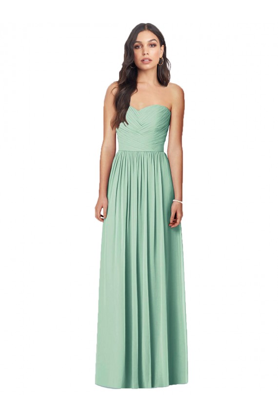 Trumpet Strapless Soft Chiffon Long Mint Green Bridesmaid Dress Barrie