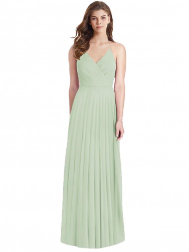 Trumpet V-Neck Soft Chiffon Long Sage Semi Formal Evening Dress / Bridesmaid Dress Barrie
