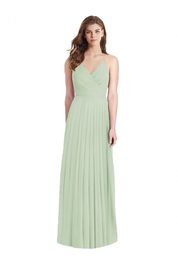 Trumpet V-Neck Soft Chiffon Long Sage Semi Formal Evening Dress / Bridesmaid Dress Barrie