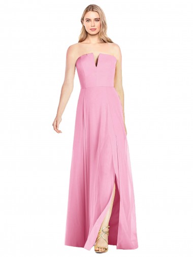 Trumpet Strapless Soft Chiffon Long Hot Pink Semi Formal Evening Dress / Bridesmaid Dress Barrie