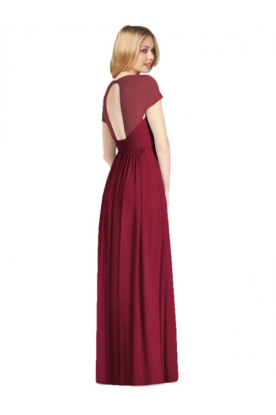 Trumpet V-Neck Soft Chiffon Long Dark Navy Bridesmaid Dress Barrie