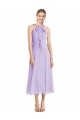 A-Line Halter Neck Soft Chiffon Tea length Lilac Prom Dress / Bridesmaid Dress Barrie
