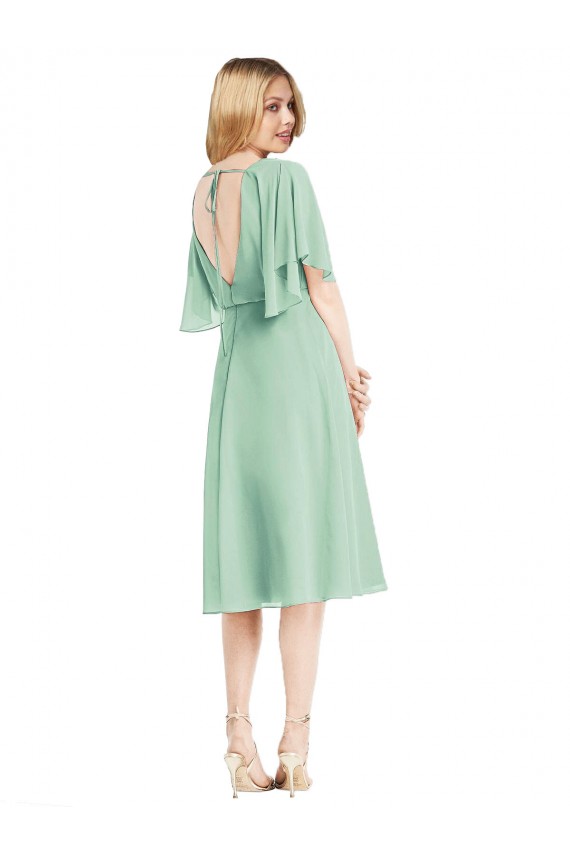 A-Line Soft Chiffon Knee Length Mint Green Bridesmaid Dress Barrie