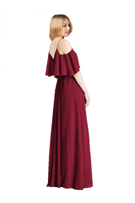 A-Line V-Neck Chiffon Long Royal Blue Bridesmaid Dress Barrie