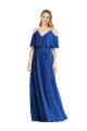 A-Line V-Neck Chiffon Long Royal Blue Bridesmaid Dress Barrie