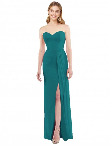 Trumpet Strapless Soft Chiffon Long Hunter Bridesmaid Dress Barrie
