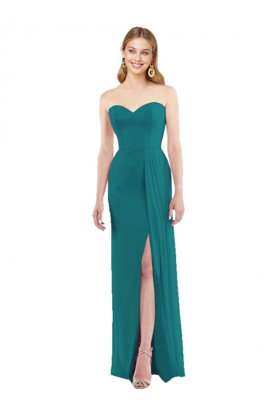 Trumpet Strapless Soft Chiffon Long Hunter Bridesmaid Dress Barrie
