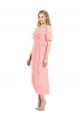 Trumpet V-Neck Soft Chiffon Cocktail Length Salmon High Low Bridesmaid Dress Barrie